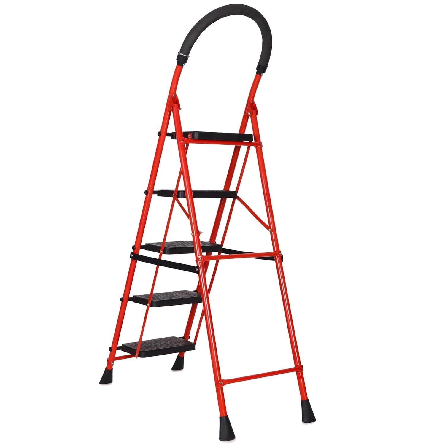 Parasnath GoUp 5 Step Red Steel Foldable Ladder