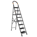 Parasnath GoUp 8 Step Foldable Steel Black Step Ladder – Heavy-Duty and Lightweight Step Ladder with Anti-Skid Wide Plastic Steps, Safety Handle, High Reach Platform for Home, Kitchen, Office, Warehouse Use - 6 Year Manufacturer Warranty - Made in India - PARASNATH