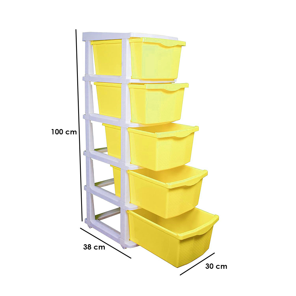 Parasnath Boxo 5 Layer yellow Drawer – Multi-purpose storage with wheels