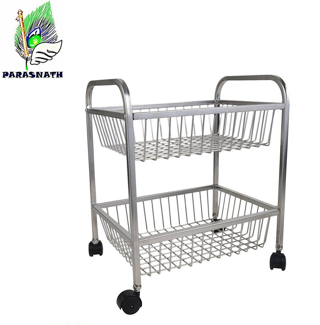 Parasnath Mirror Finish 2 Shelf Square Vegetable and Fruit Trolley