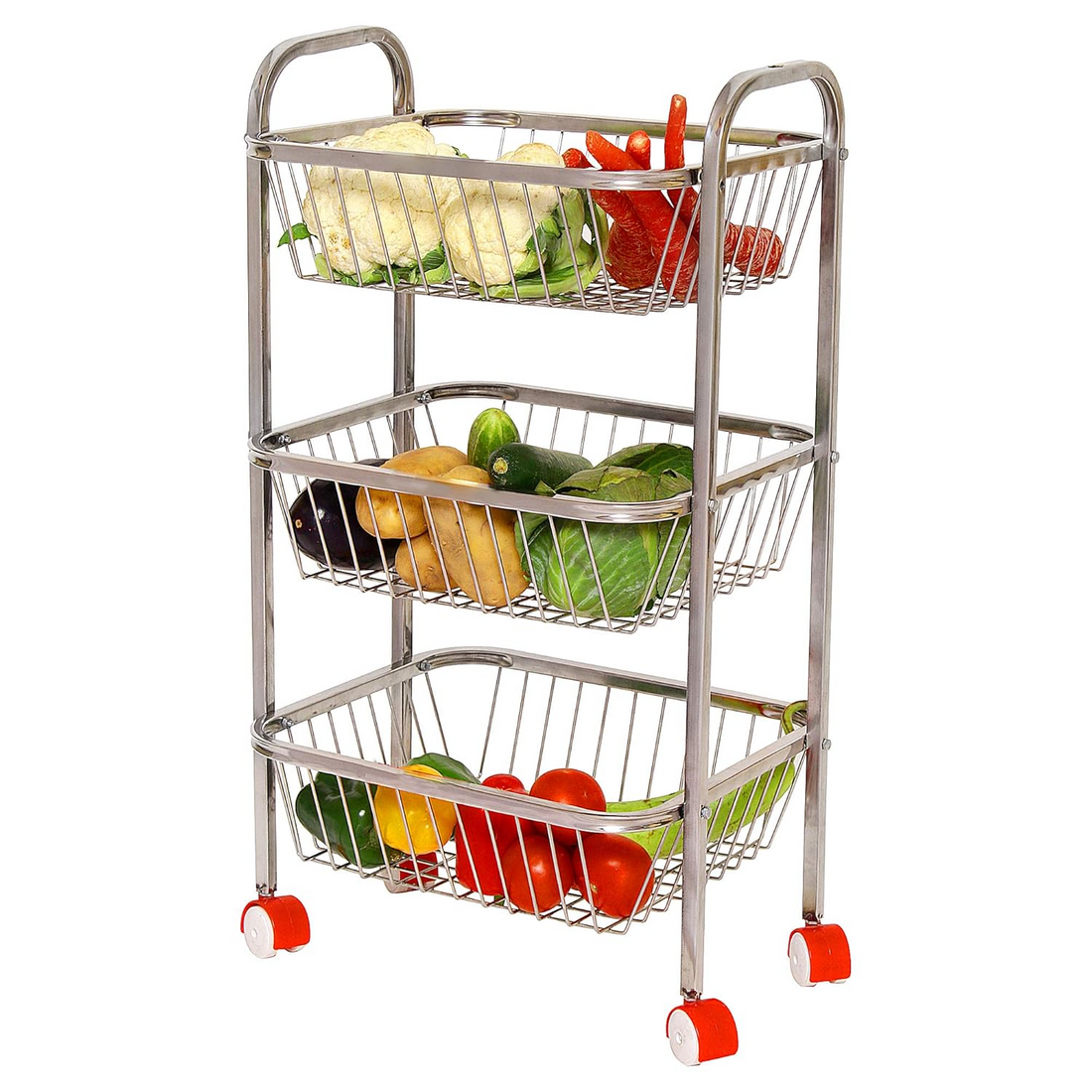 Parasnath 3-Shelf Square Vegetable and Fruit Trolley