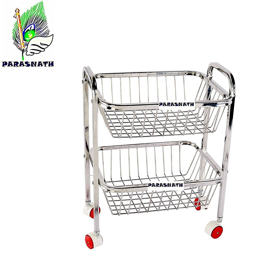 Parasnath Mirror Finish 2 Shelf Square Vegetable and Fruit Trolley