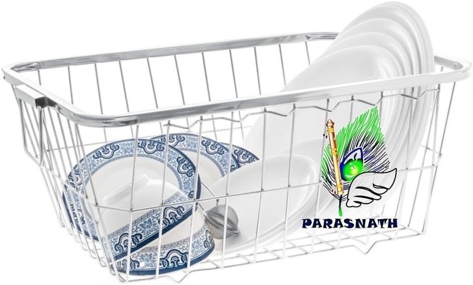 Parasnath Large Stainless Steel Dish Drainer No.2 Tokra for Kitchen Utensils
