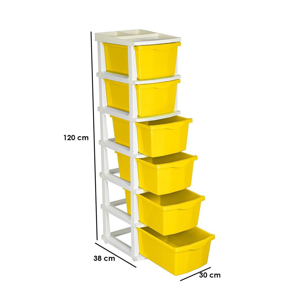 Parasnath Boxo 6 Layer Yellow Drawer – Multi-purpose storage with wheels