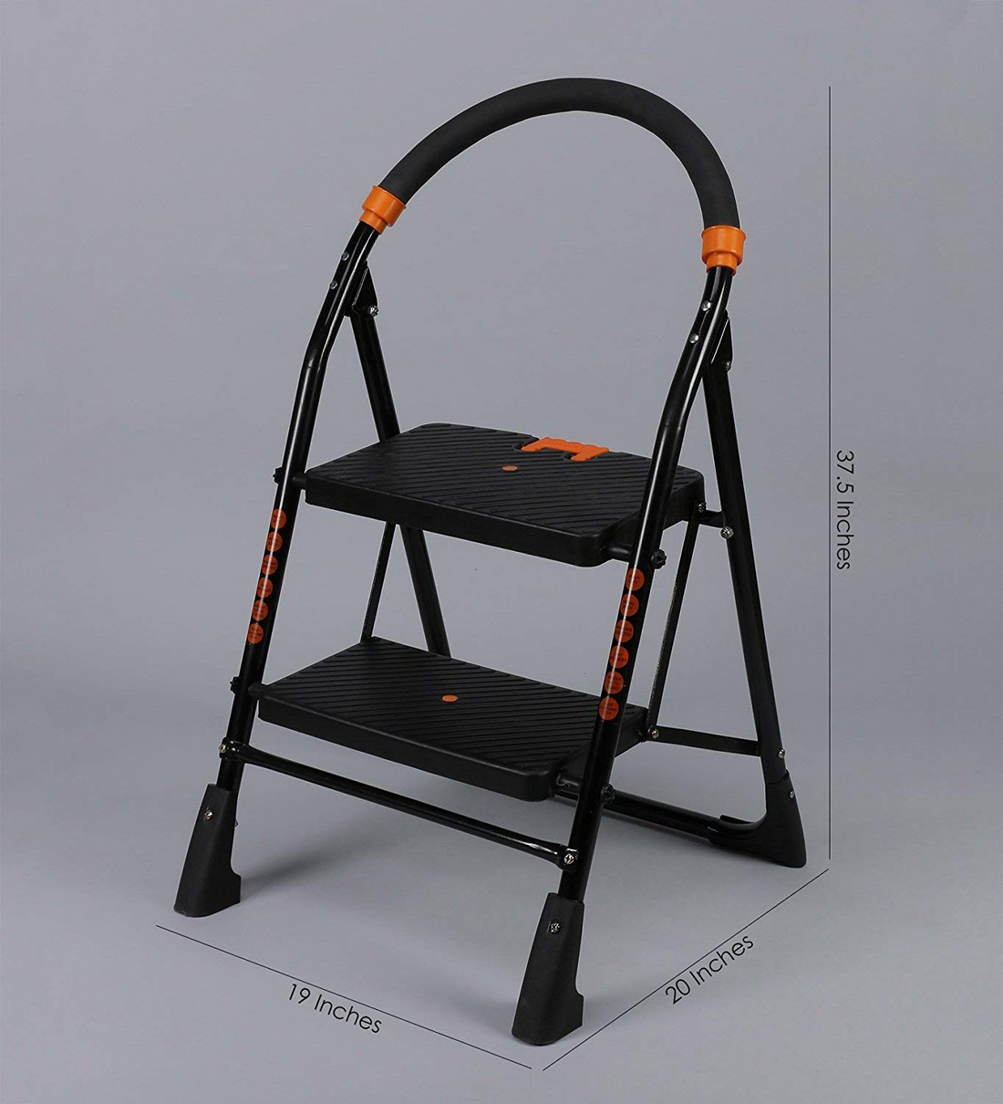 Parasnath 2-Step Black Diamond Folding Ladder with wide anti-slip steps, sturdy steel