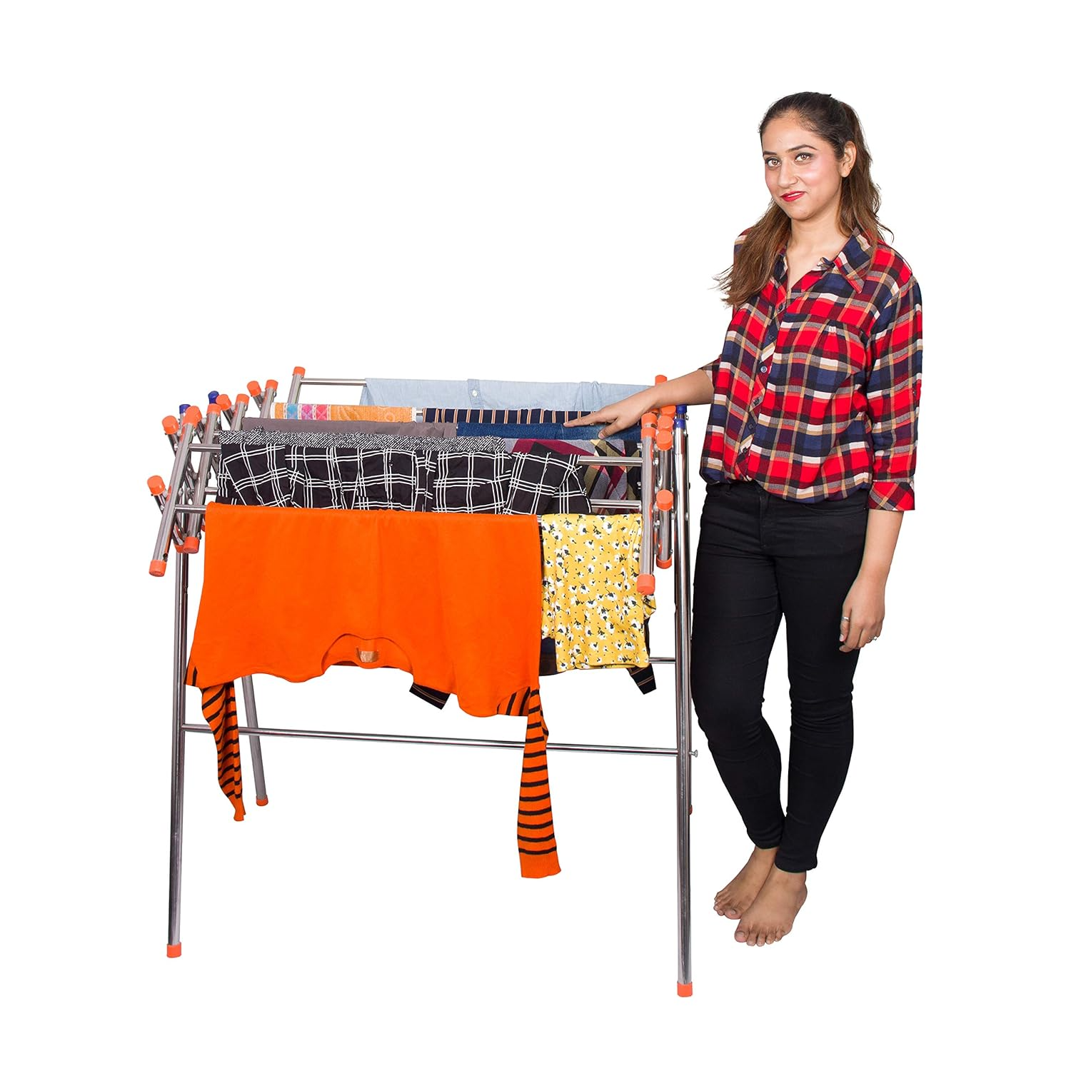 Lotus Stainless Steel Clothes Drying Stand Foldable Durable Multi-Level Laundry Rack