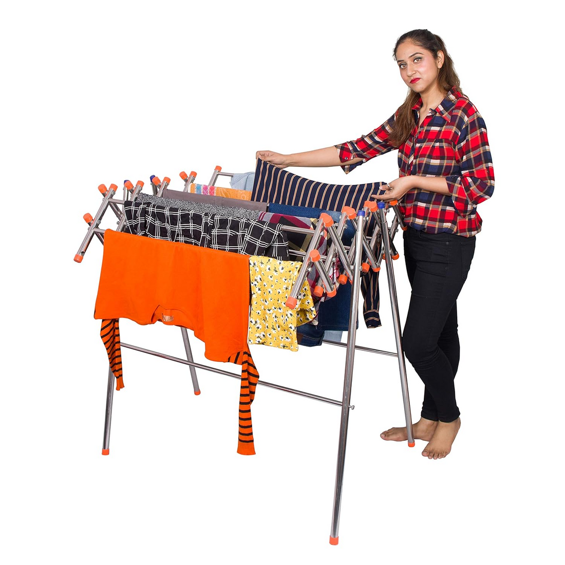 Lotus Stainless Steel Clothes Drying Stand Foldable Durable Multi-Level Laundry Rack