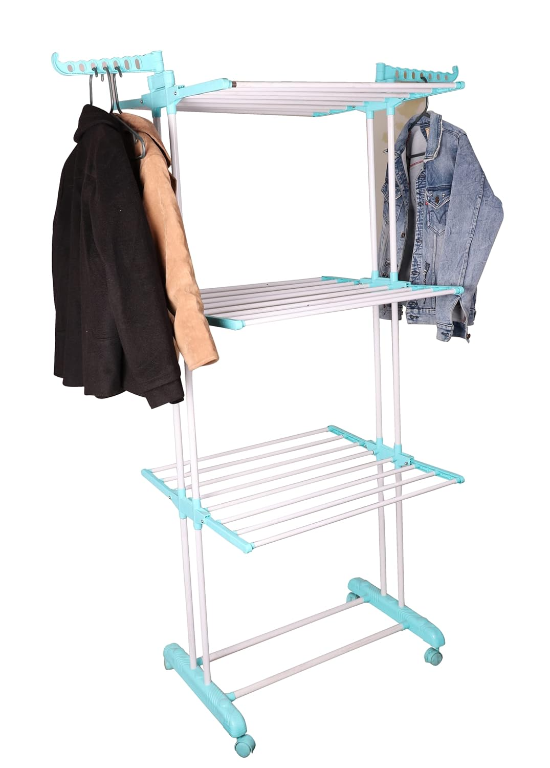 Parasnath 6 Layer Clothes Drying Stand Foldable Steel Rack with Breaking Wheel S