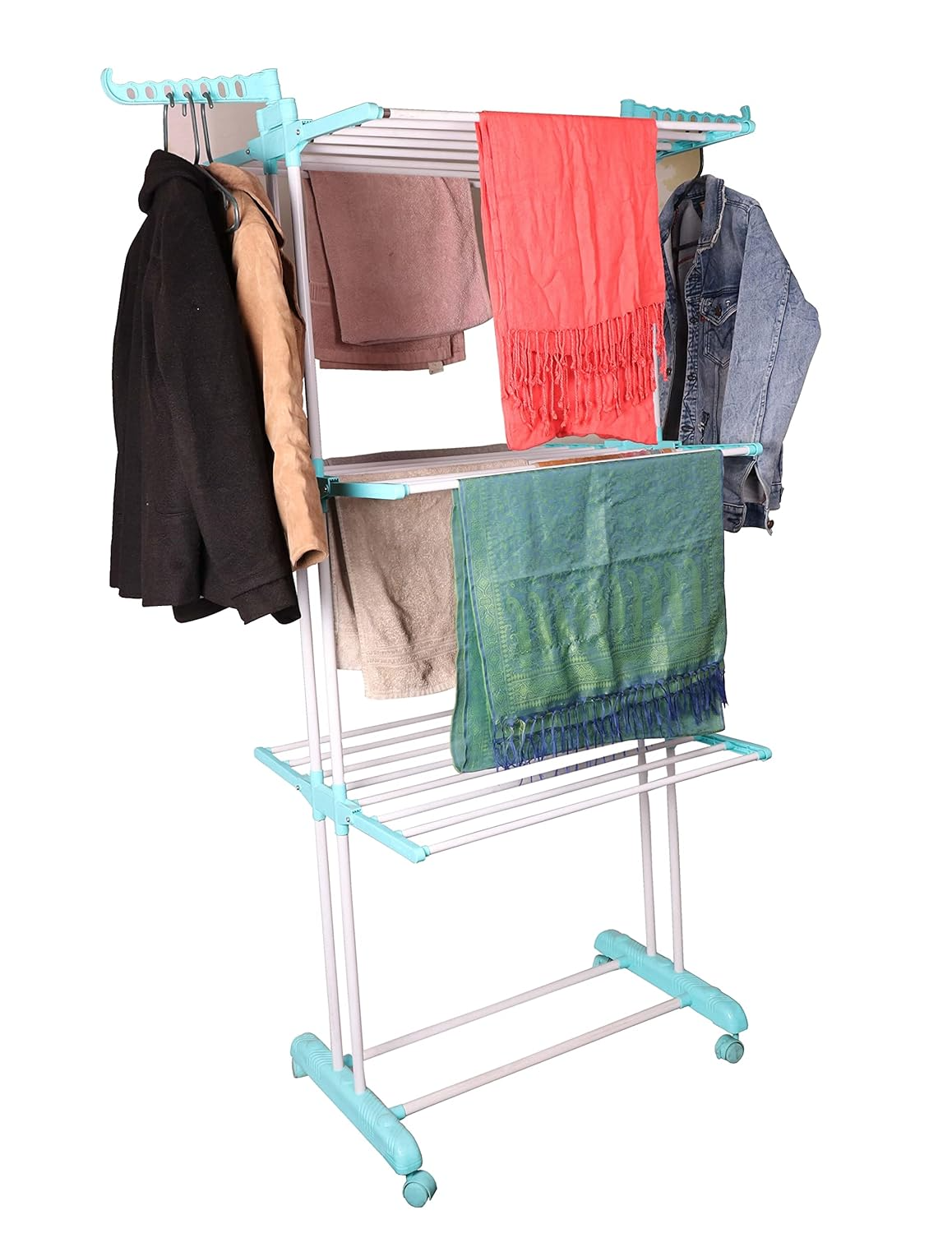 Parasnath 6 Layer Clothes Drying Stand Foldable Steel Rack with Breaking Wheel S