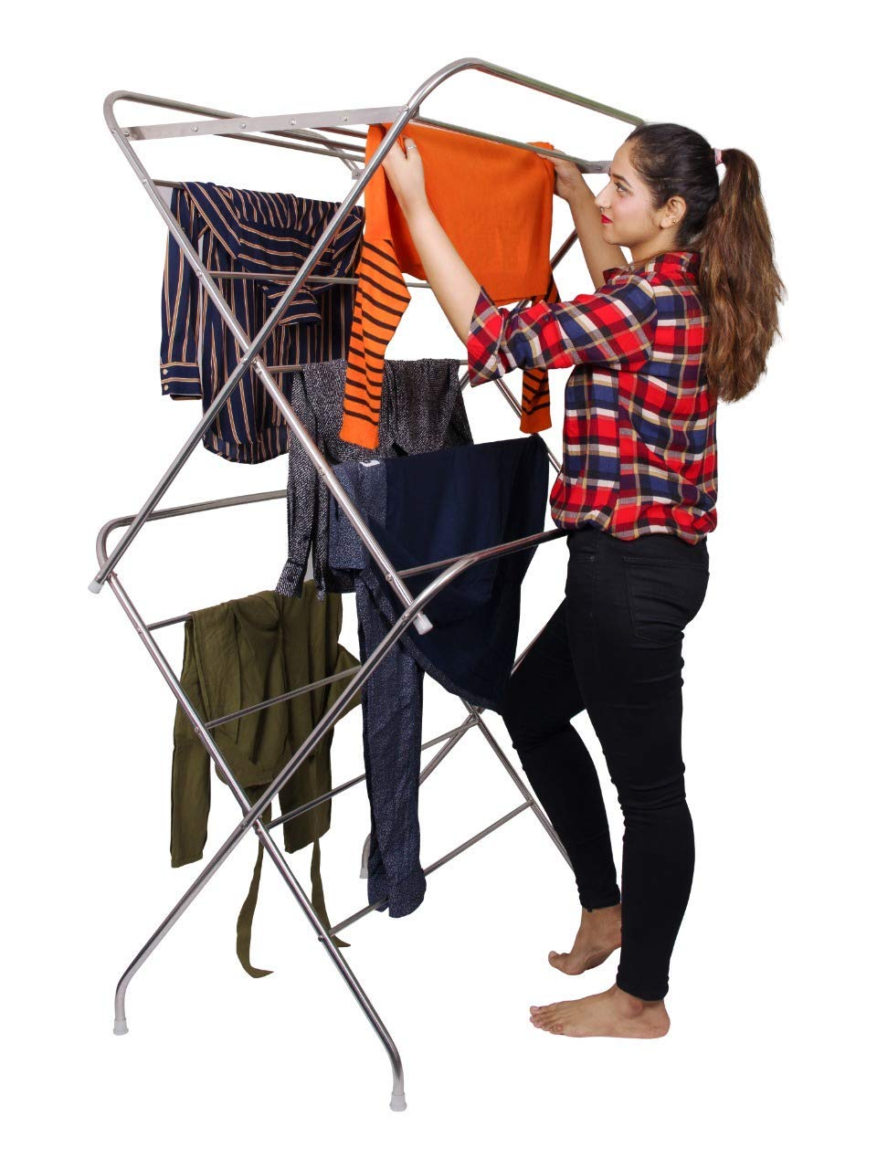 PARASNATH Prime Stainless Steel 12 Rods Extra Large Foldable Cloth Drying Stand 
