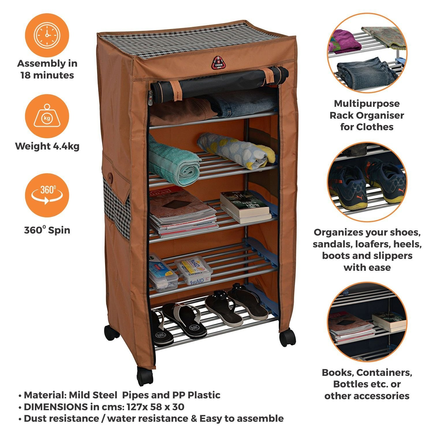 PARASNATH Trendy Cloth Shoe Rack with 5 Shelves 