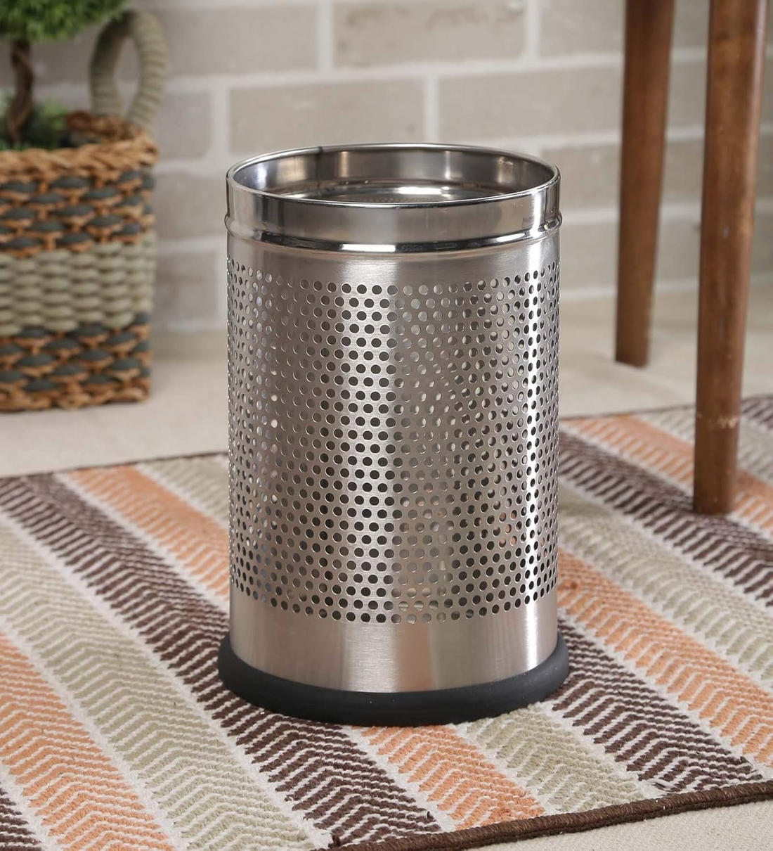 Parasnath Stainless Steel Plain Open Dustbin, 6L - 7 X 11 Inch - PARASNATH