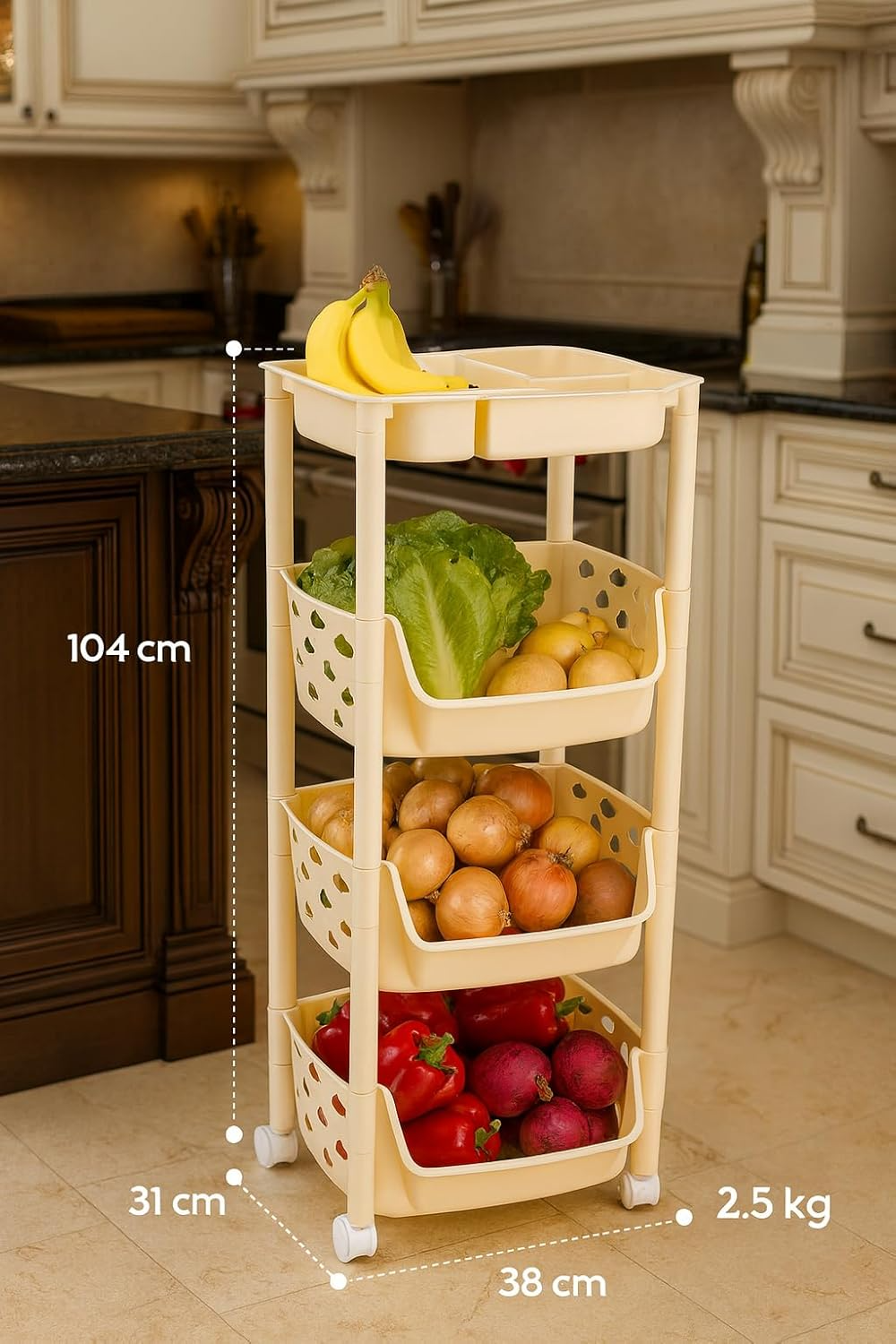 PARASNATH SKEP 3+1 Layer Kitchen Trolley – multipurpose fruit & vegetable storage rack
