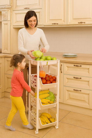 PARASNATH SKEP 3+1 Layer Kitchen Trolley – multipurpose fruit & vegetable storage rack