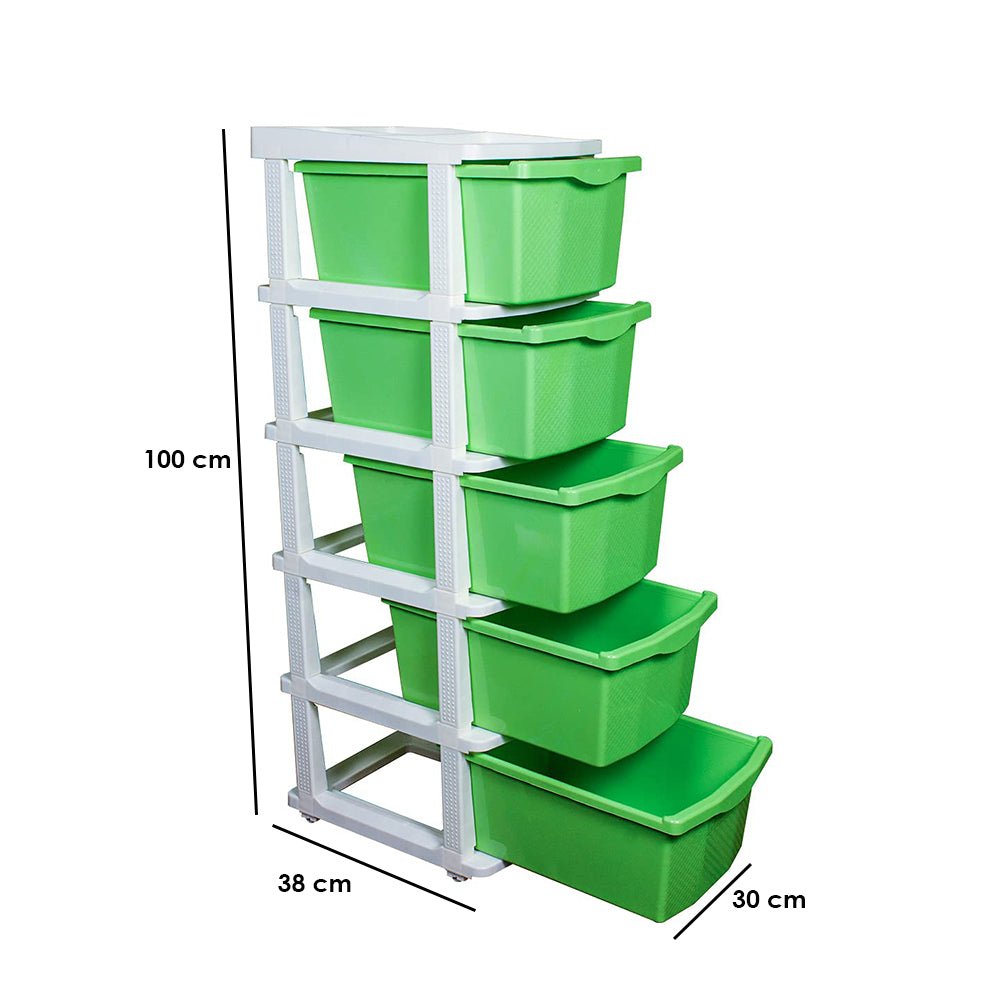 Parasnath Boxo 5 Layer Green Drawer – Multi-purpose storage with wheels