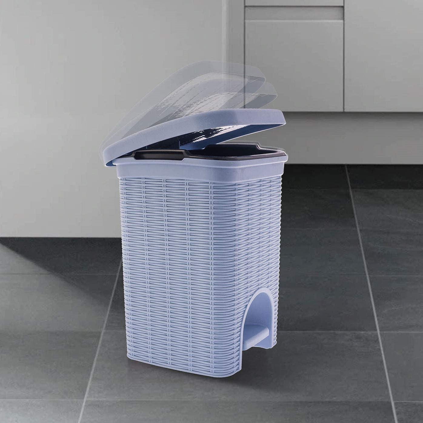 PARASNATH Rattan Design (Purple Colour) Pedal Dustbin 11Litre Modern Light-weight Dustbin for Home and Office Purple Colour - Made In India - Size 10 inchX10 inchX13 inch - PARASNATH