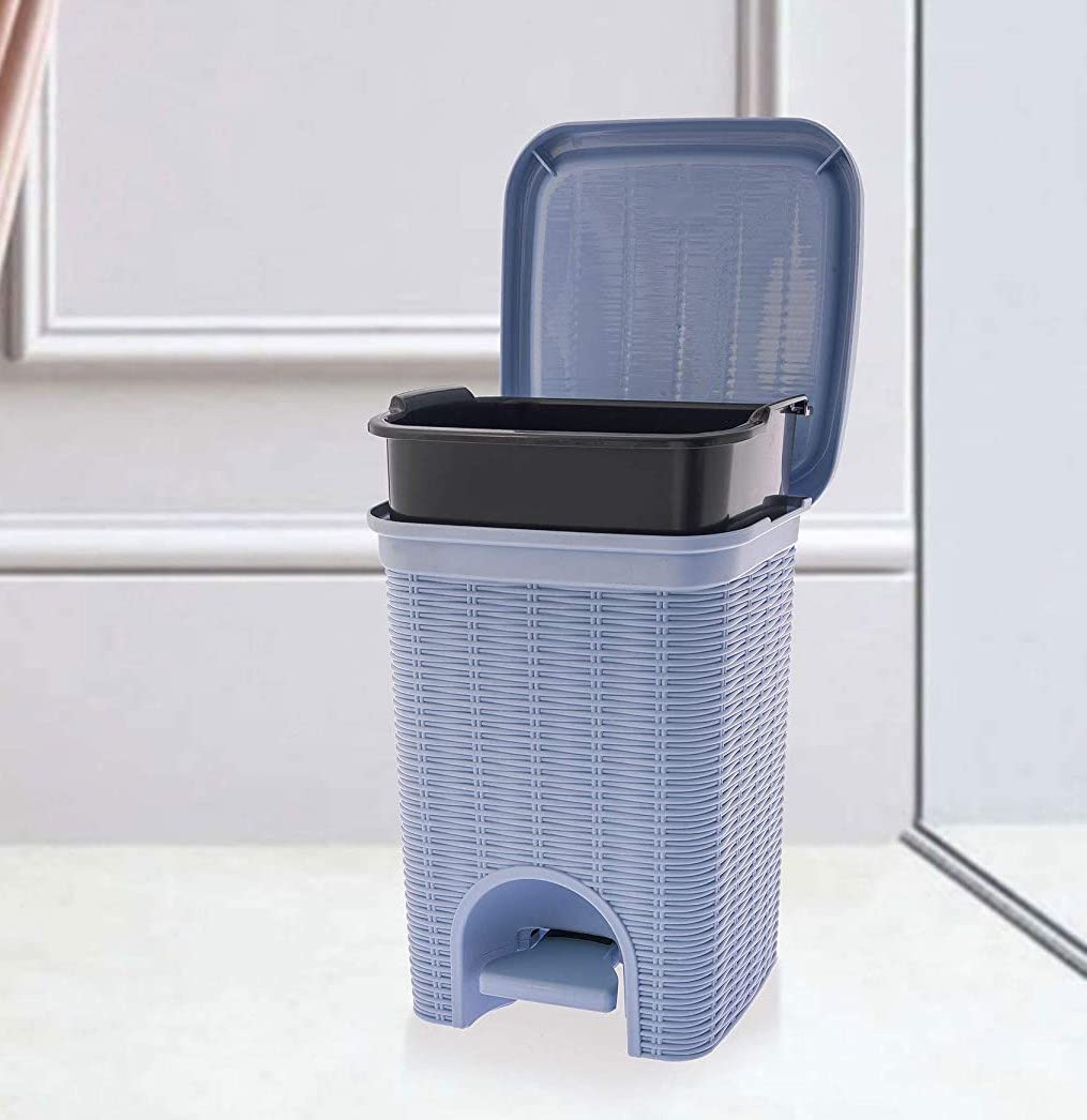 PARASNATH Rattan Design (Purple Colour) Pedal Dustbin 7Litre Modern Light-weight Dustbin for Home and Office Purple Colour - Made In India - Small Size 8 inchX8 inchX11 inch - PARASNATH