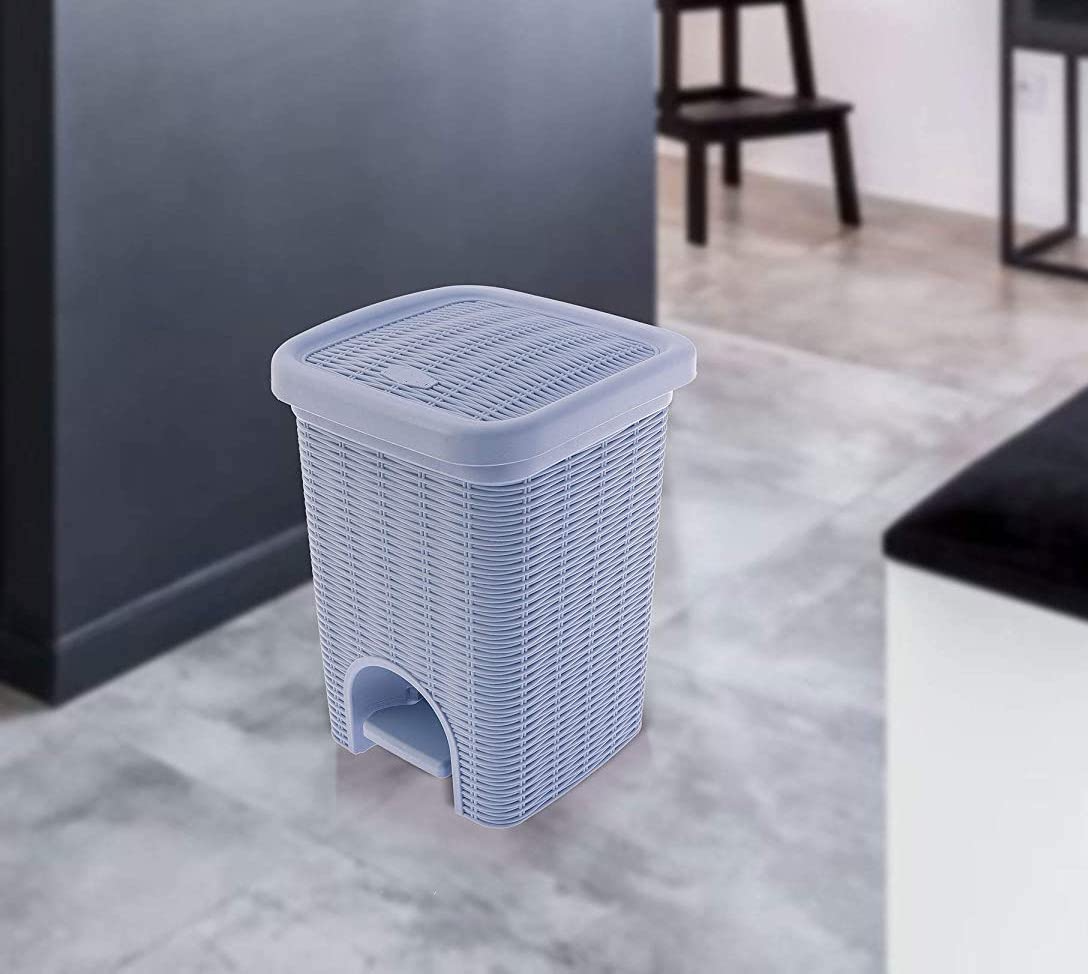 PARASNATH Rattan Design (Purple Colour) Pedal Dustbin 7Litre Modern Light-weight Dustbin for Home and Office Purple Colour - Made In India - Small Size 8 inchX8 inchX11 inch - PARASNATH