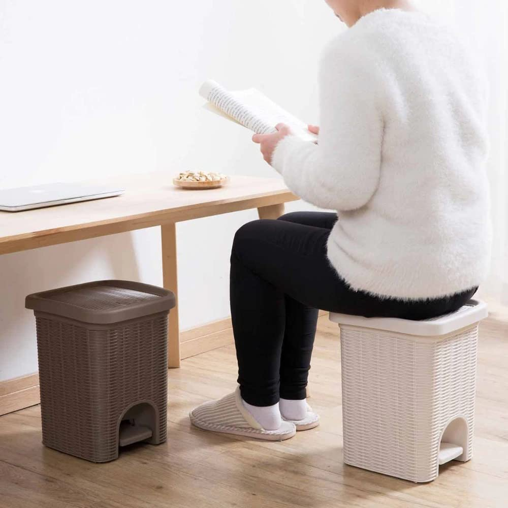 PARASNATH Rattan Design (Brown Colour) Pedal Dustbin 11Litre Modern Light