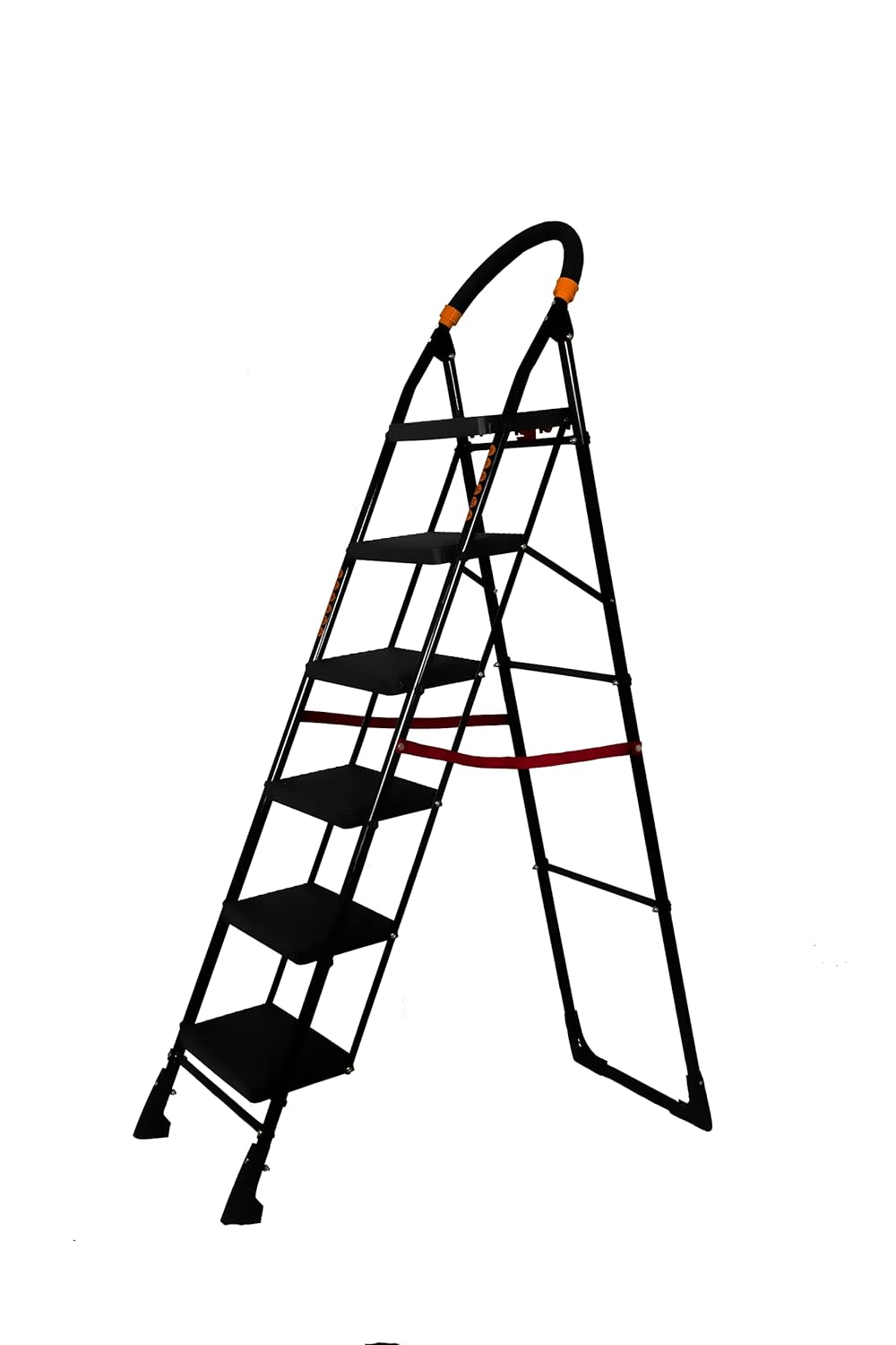 Parasnath 6-Step Folding Metal Ladder 6.2 Ft – Black Heavy Duty