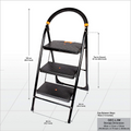 Parasnath Black Diamond 3 Step Folding Ladder | Strong Metal Anti-Slip Design