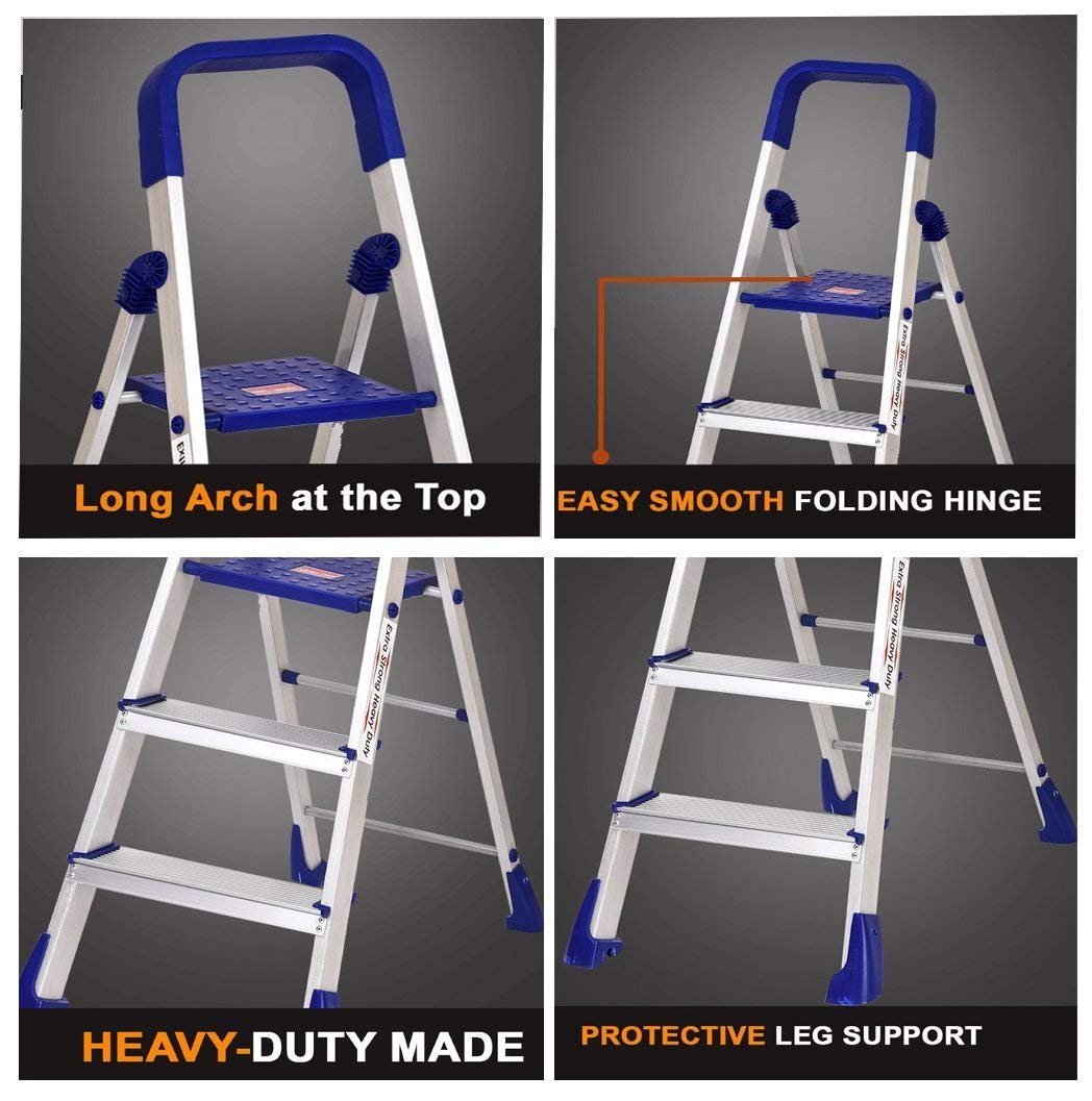 Parasnath Aluminium Maple Ladder Blue 5 Step 5.2 Ft Durable Folding Ladder for Safe Climb