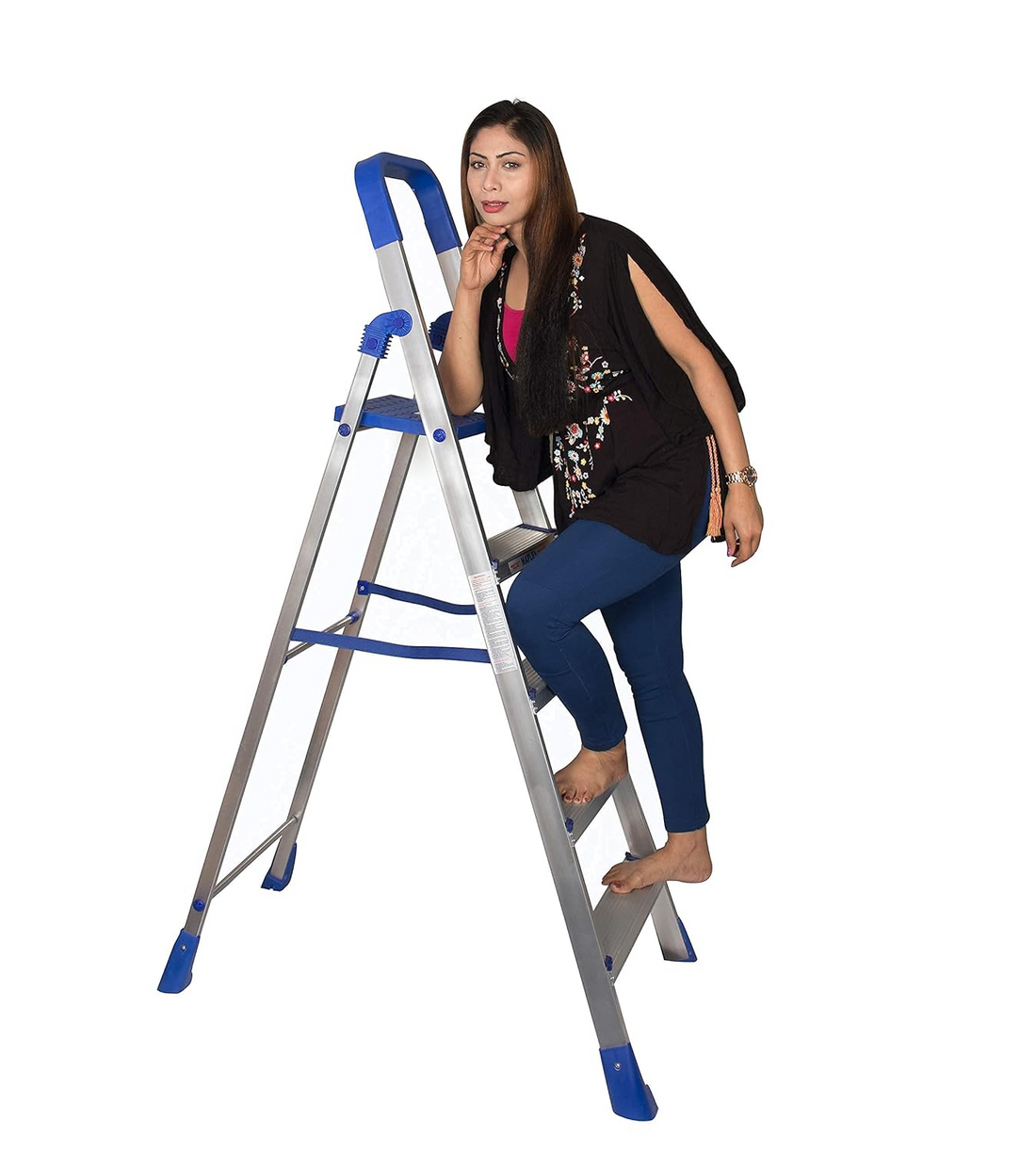 Parasnath Aluminium Maple Ladder Blue 5 Step 5.2 Ft Durable Folding Ladder for Safe Climb