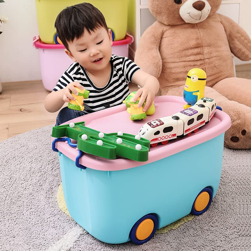 PARASNATH 45L Blue-Pink Rolling Storage Box with Wheels
