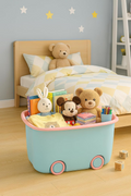 PARASNATH 45L Blue-Pink Rolling Storage Box with Wheels