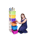PARASNATH Boxo 6 Layer (Multicolour) Multi-Purpose Modular Drawer Storage System for Home and Office with Trolley Wheels and Anti-Slip Shoes - PARASNATH