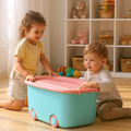 PARASNATH 45L Blue-Pink Rolling Storage Box with Wheels