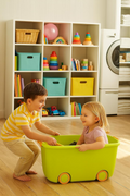 PARASNATH 25L Green-Yellow Rolling Storage Box with Wheels
