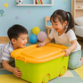 PARASNATH 25L Green-Yellow Rolling Storage Box with Wheels