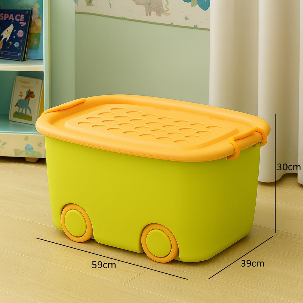 PARASNATH 45L Green-Yellow Rolling Storage Box with Wheel
