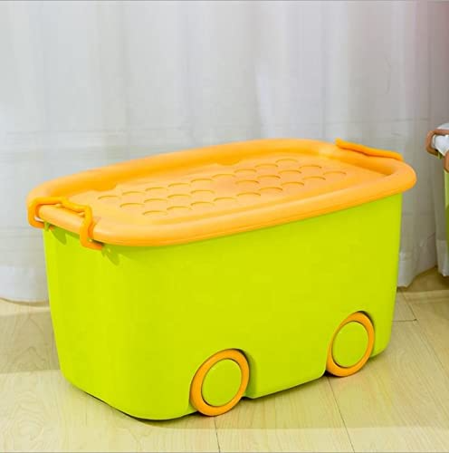 PARASNATH 45L Green-Yellow Rolling Storage Box with Wheel