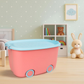 PARASNATH Rolling Storage Container Box (PinkBlue Colour)- 25 Litre Super Large With Wheels Size (50X33X26 cm) - PARASNATH