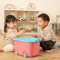 PARASNATH Rolling Storage Container Box (PinkBlue Colour)- 25 Litre Super Large With Wheels Size (50X33X26 cm) - PARASNATH