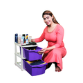 PARASNATH Boxo 2 Layer Purple Modular Drawer Storage System with wheels 