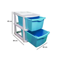 PARASNATH Boxo 2 Layer Blue Drawer Storage with Wheels for Home & Office