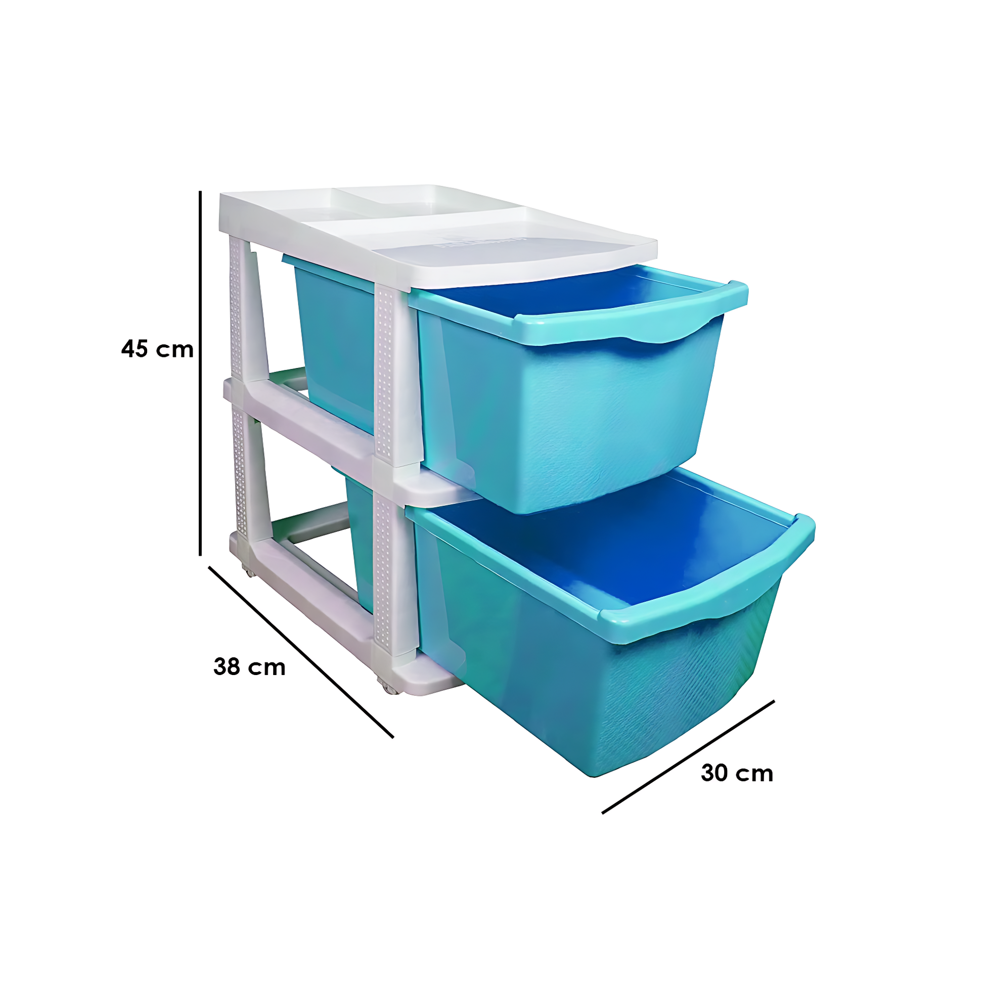 PARASNATH Boxo 2 Layer Blue Drawer Storage with Wheels for Home & Office