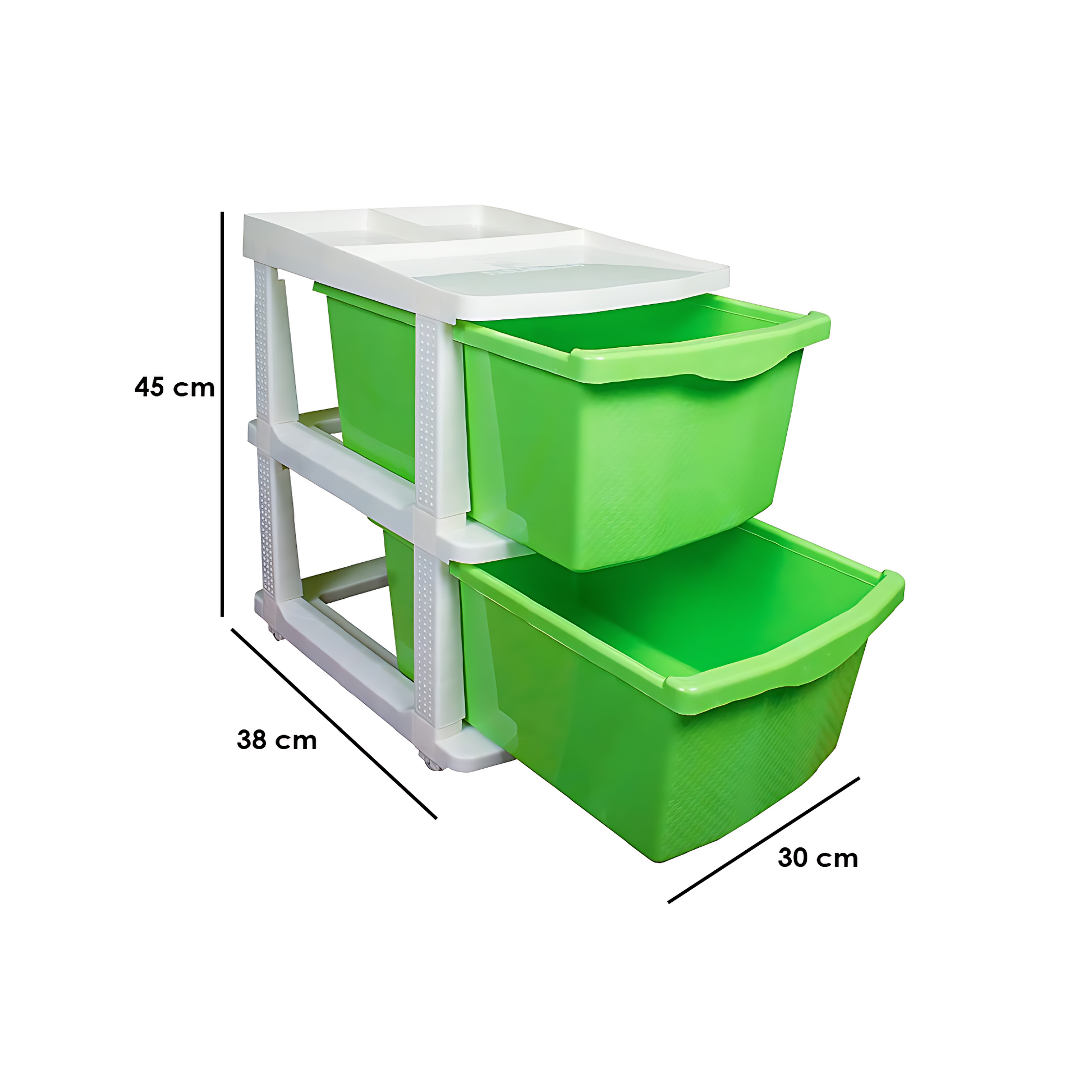 Parasnath Boxo 2 Layer Green Drawer – Multi-Purpose Plastic Storage Organizer with Wheels