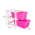 PARASNATH Boxo 2 Layer Pink Drawer – durable, wheeled modular storage for home & office.