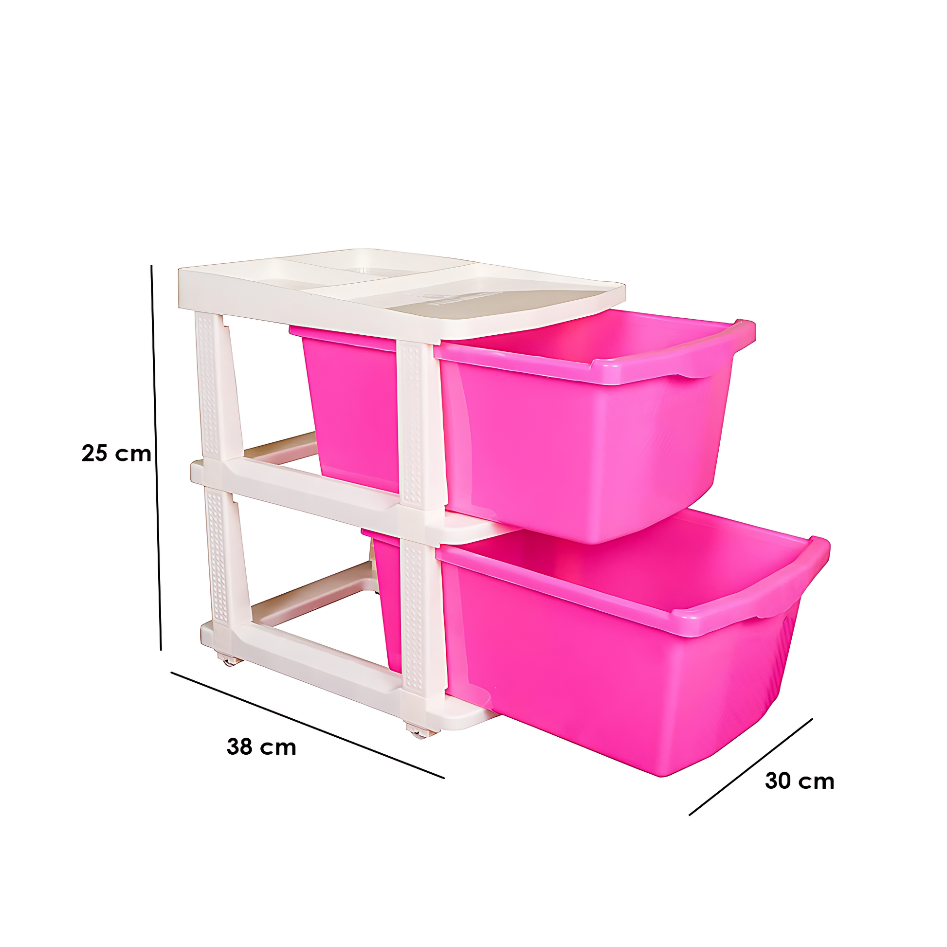PARASNATH Boxo 2 Layer Pink Drawer – durable, wheeled modular storage for home & office.