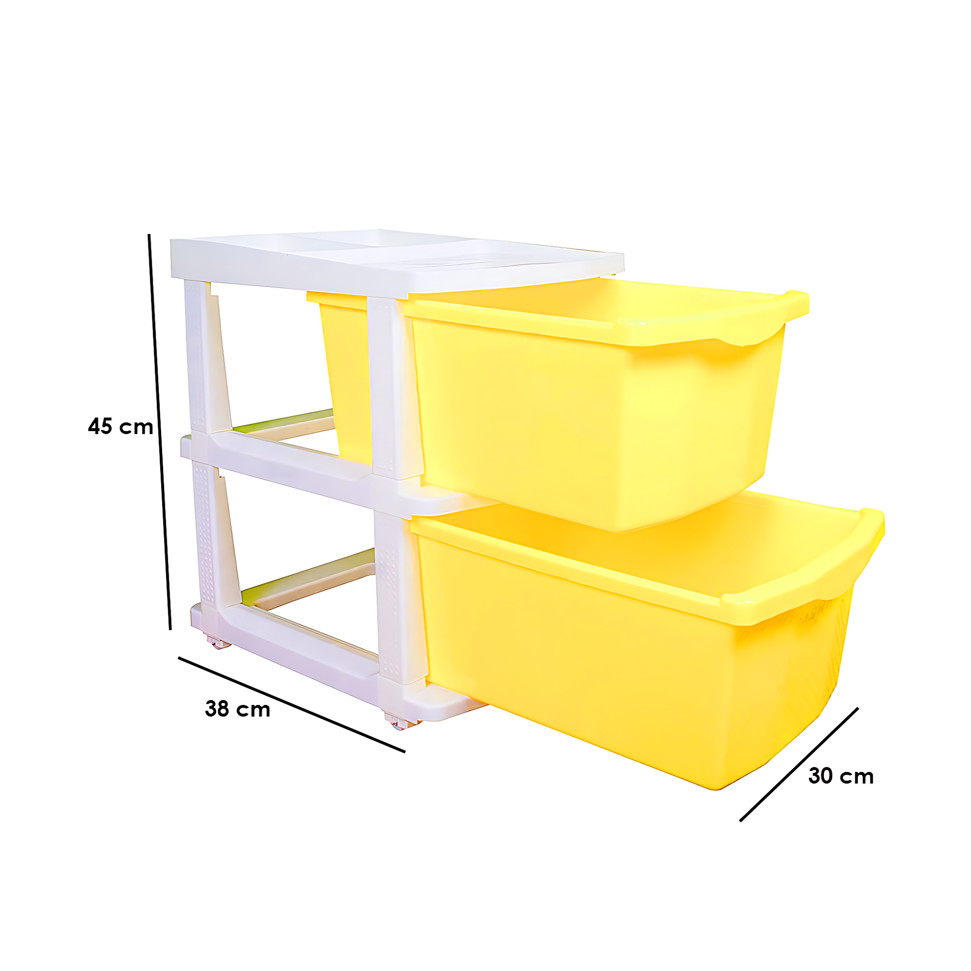 Parasnath Boxo 2 Layer Yellow Drawer – Multi-Purpose Plastic Storage Organizer with Wheels