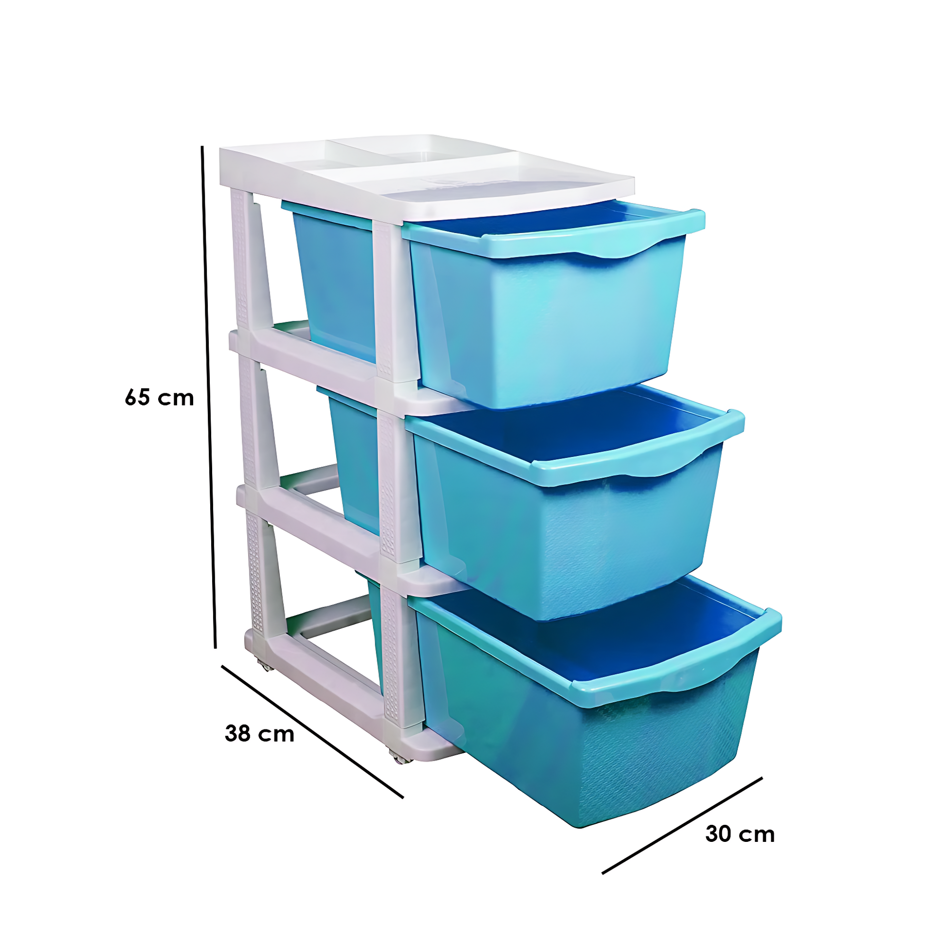 Parasnath Boxo 3 Layer Blue Drawer – Multi-purpose storage with wheels