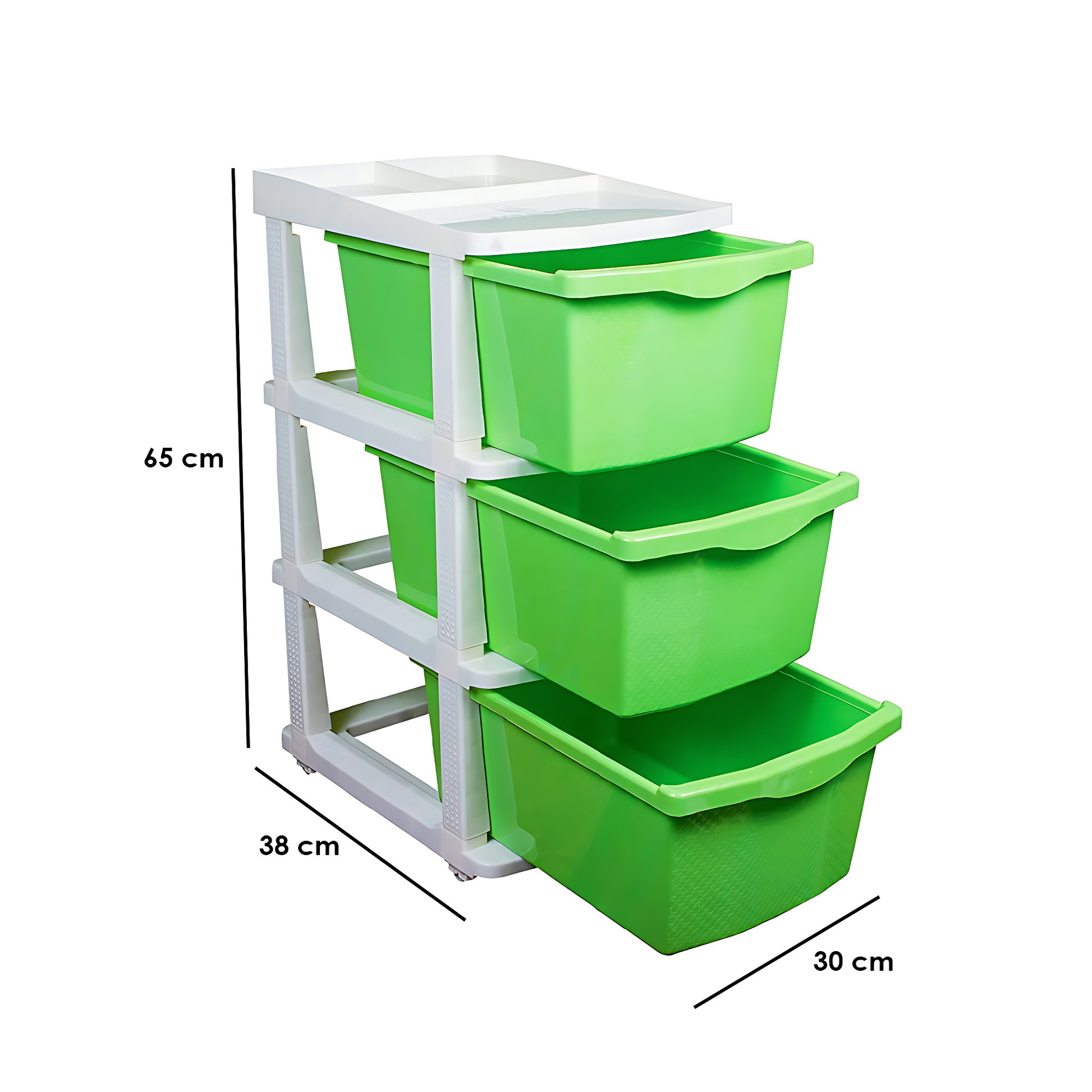 Parasnath Boxo 3 Layer Green Drawer – Multi-purpose storage with wheels