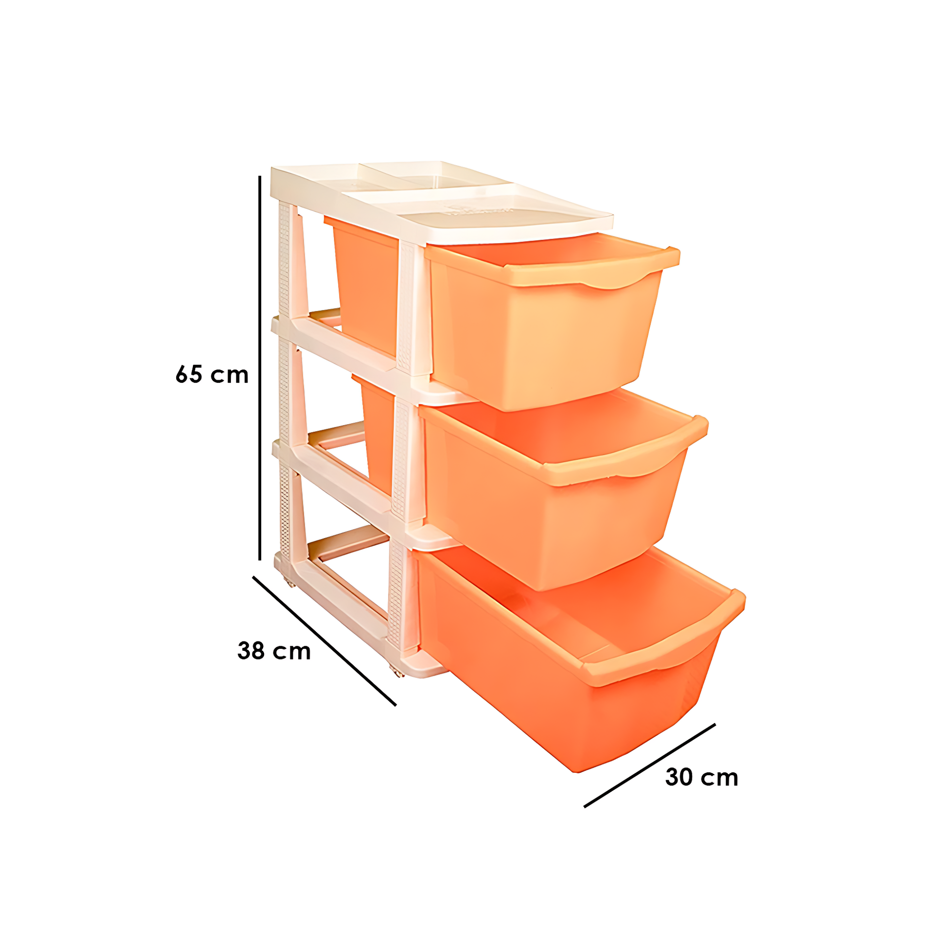Parasnath Boxo 3 Layer Orange Drawer – Multi-purpose storage with wheels