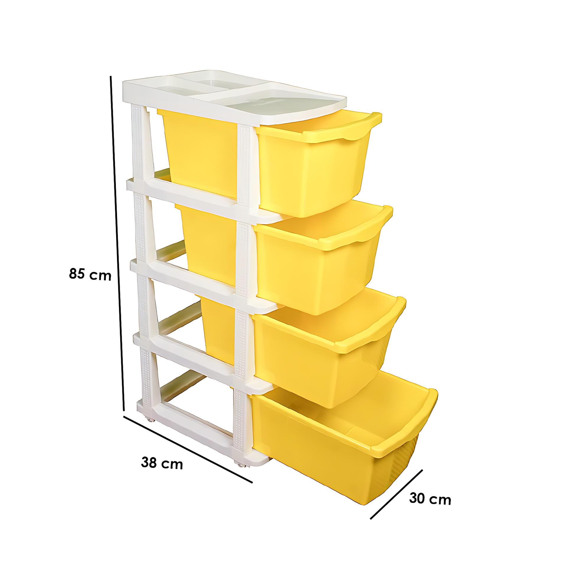 Parasnath Boxo 4 Layer Yellow  Drawer – Multi-purpose storage with wheels
