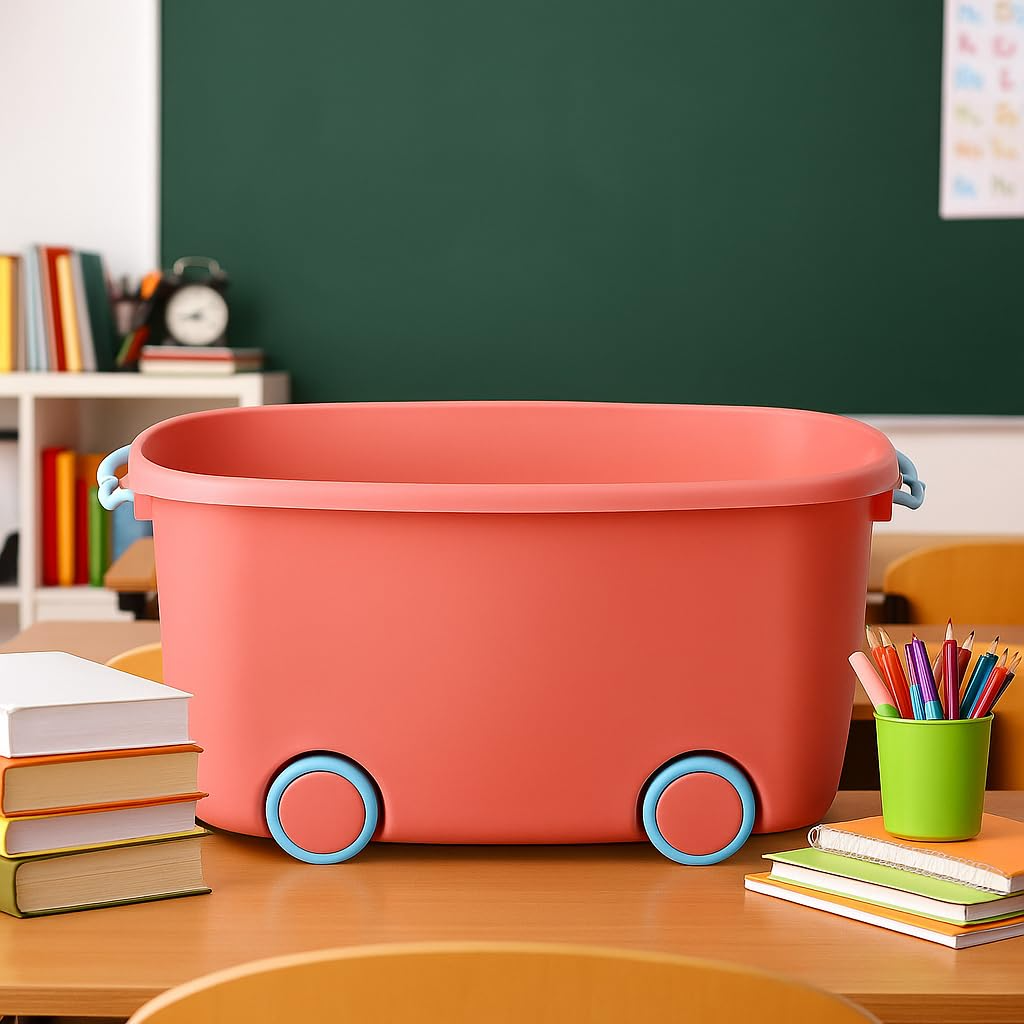 PARASNATH 45L Pink-Blue Rolling Storage Box with Wheels
