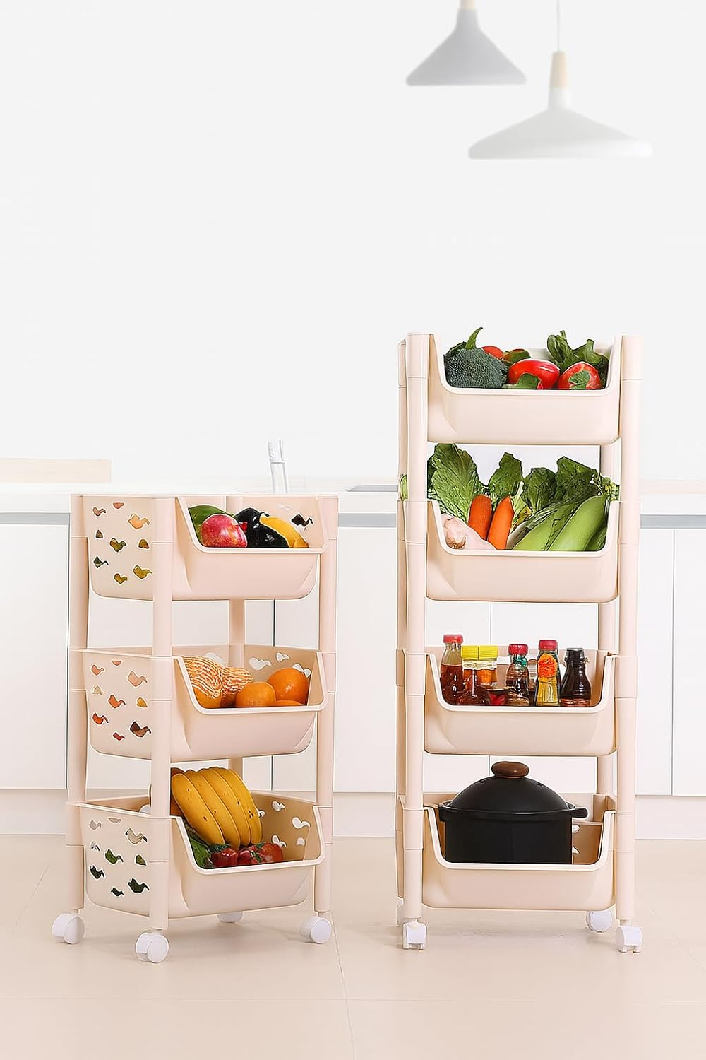 Parasnath 3 Layer Ivory Fruit & Vegetable Trolley – Kitchen Storage Organizer